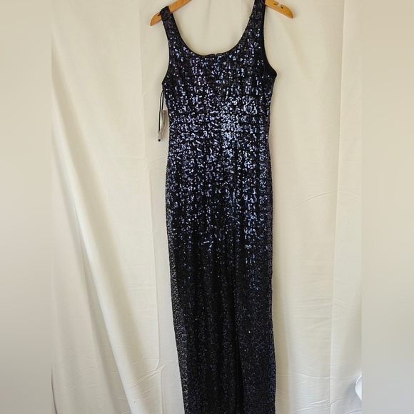 Alex Evenings NWT 2 Piece Garment Maxi Dress Black Navy Sequin Size 10 Women's - Picture 12 of 14
